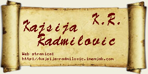 Kajsija Radmilović vizit kartica